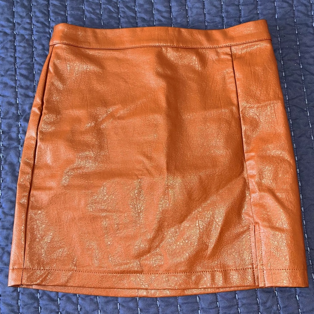 NWOT Brown Leather Skirt